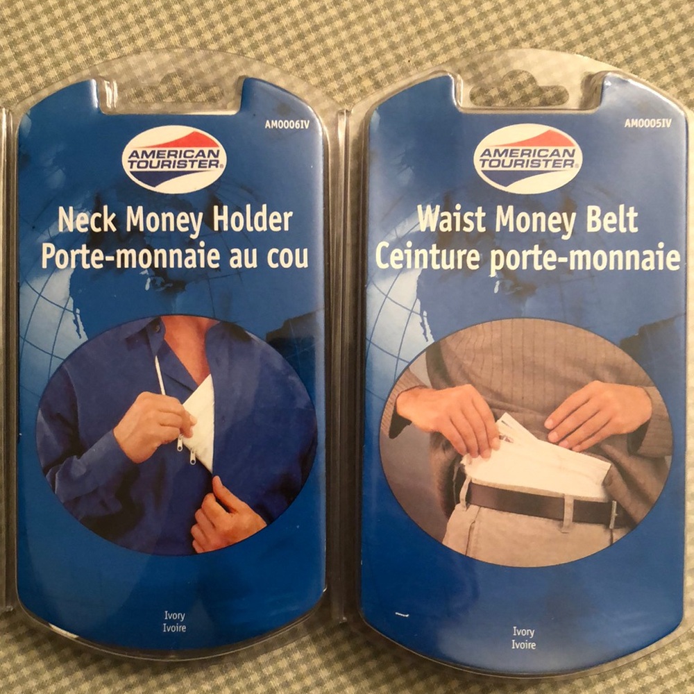 NWOT VINTAGE AMERICAN TOURISTER IVORY NECK MONEY HOLDER & WAIST MONEY BELT- #451